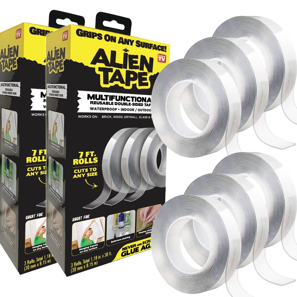 ALIEN TAPE vista frontal del rollo mostrando grosor y color, sujeción segura