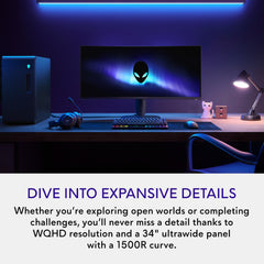 Alienware AW3425DWM primer plano de textura de pantalla, nitidez y color