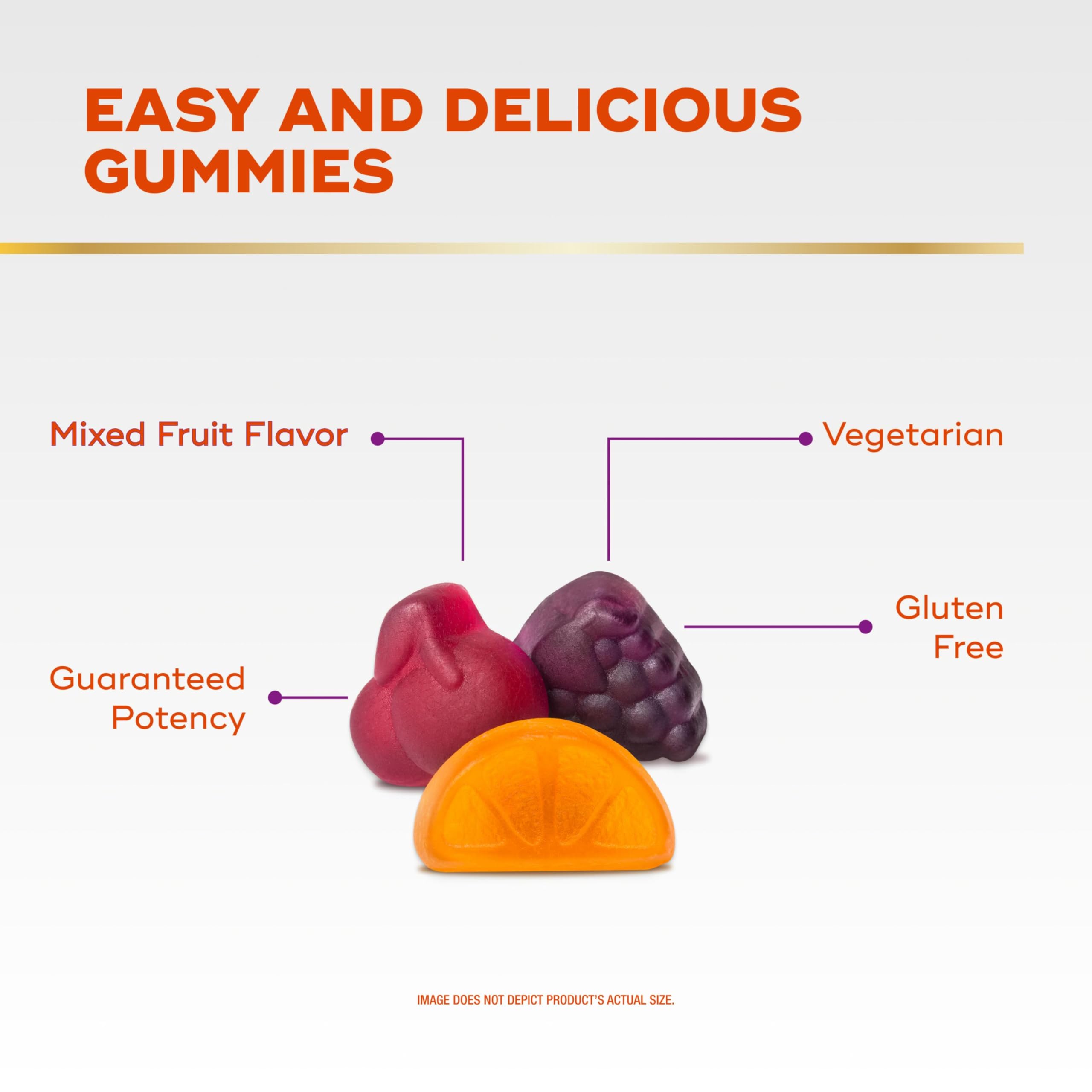 Align gomitas en mano para comparar tamaño y tomar sin agua