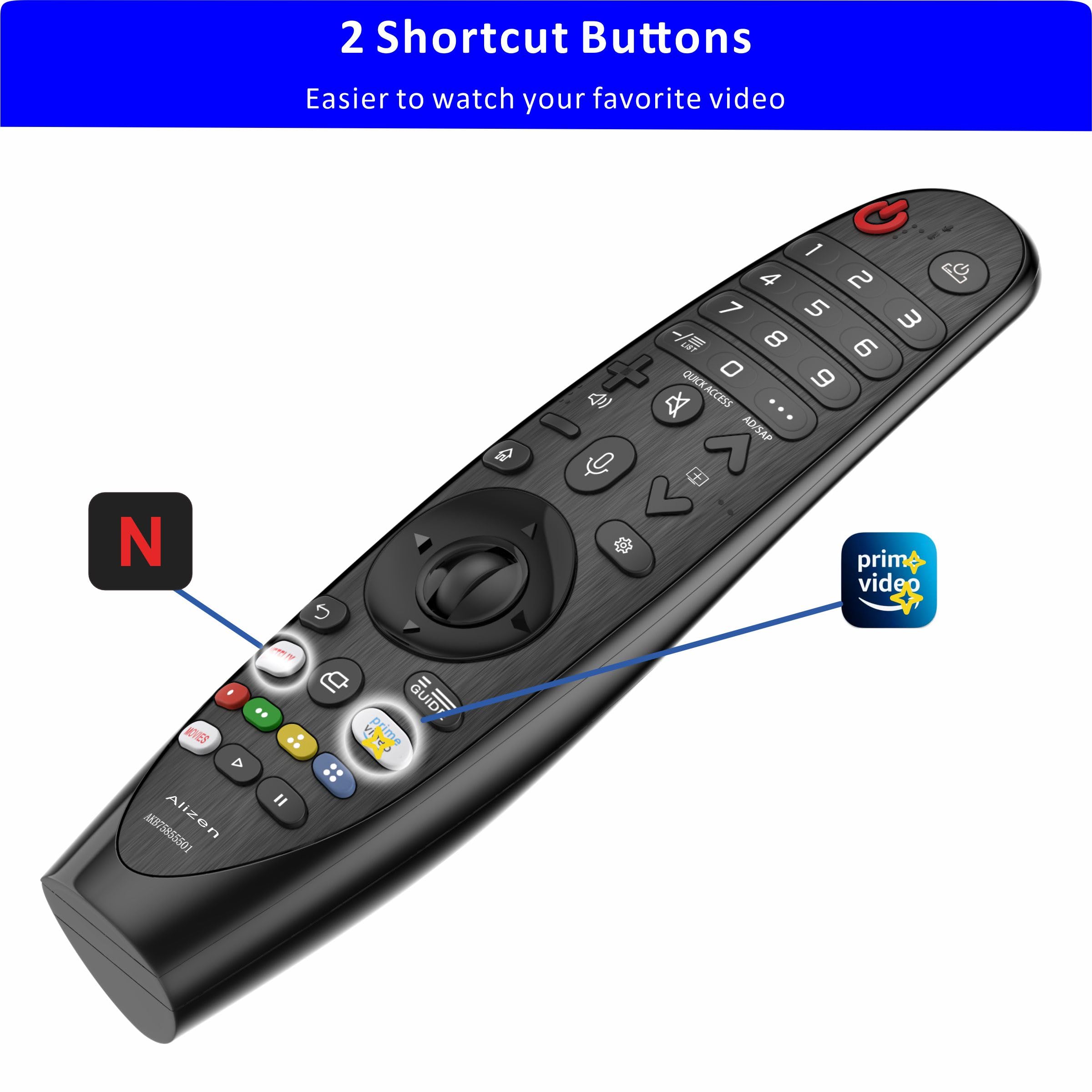 Alizen etiqueta de botones con accesos directos a Netflix y Disney+