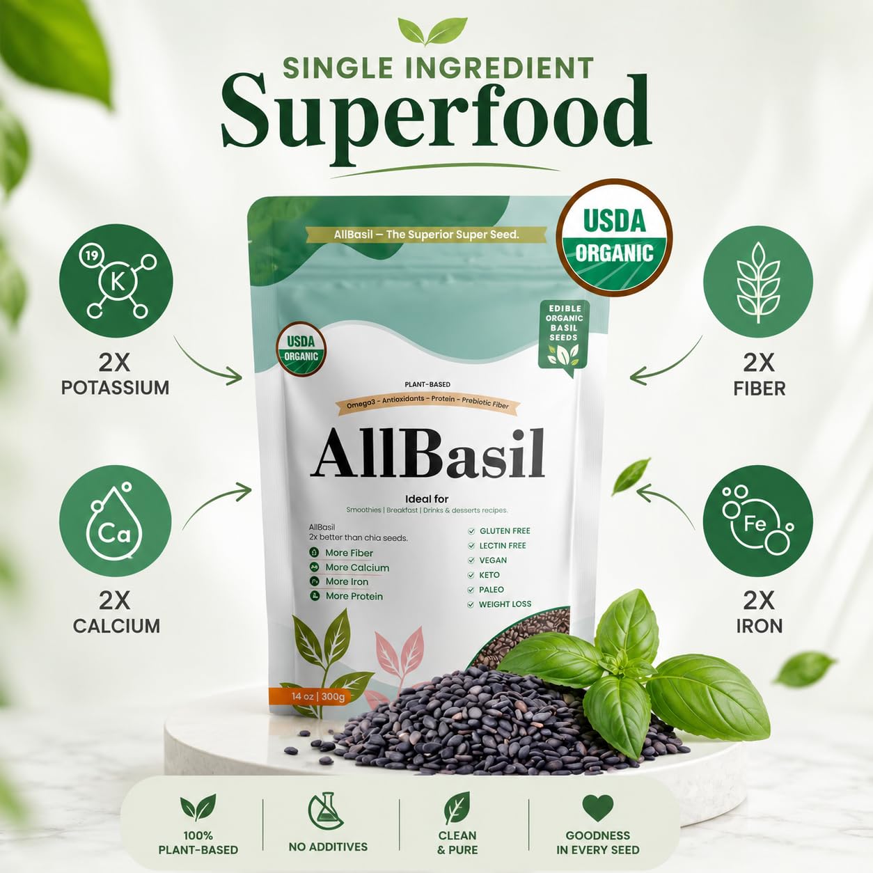 All Basil paquete junto a ingredientes de cocina mostrando versatilidad