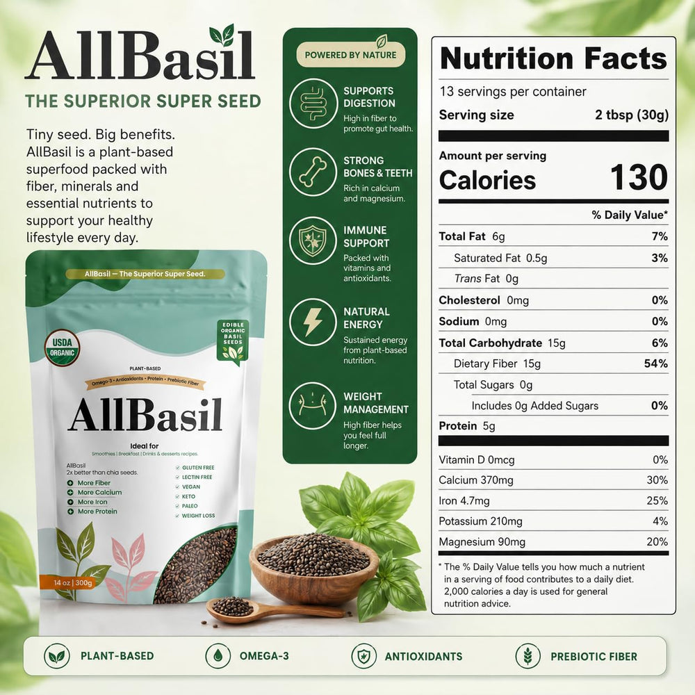 All Basil semillas hinchadas en vaso mostrando gel, fácil de preparar