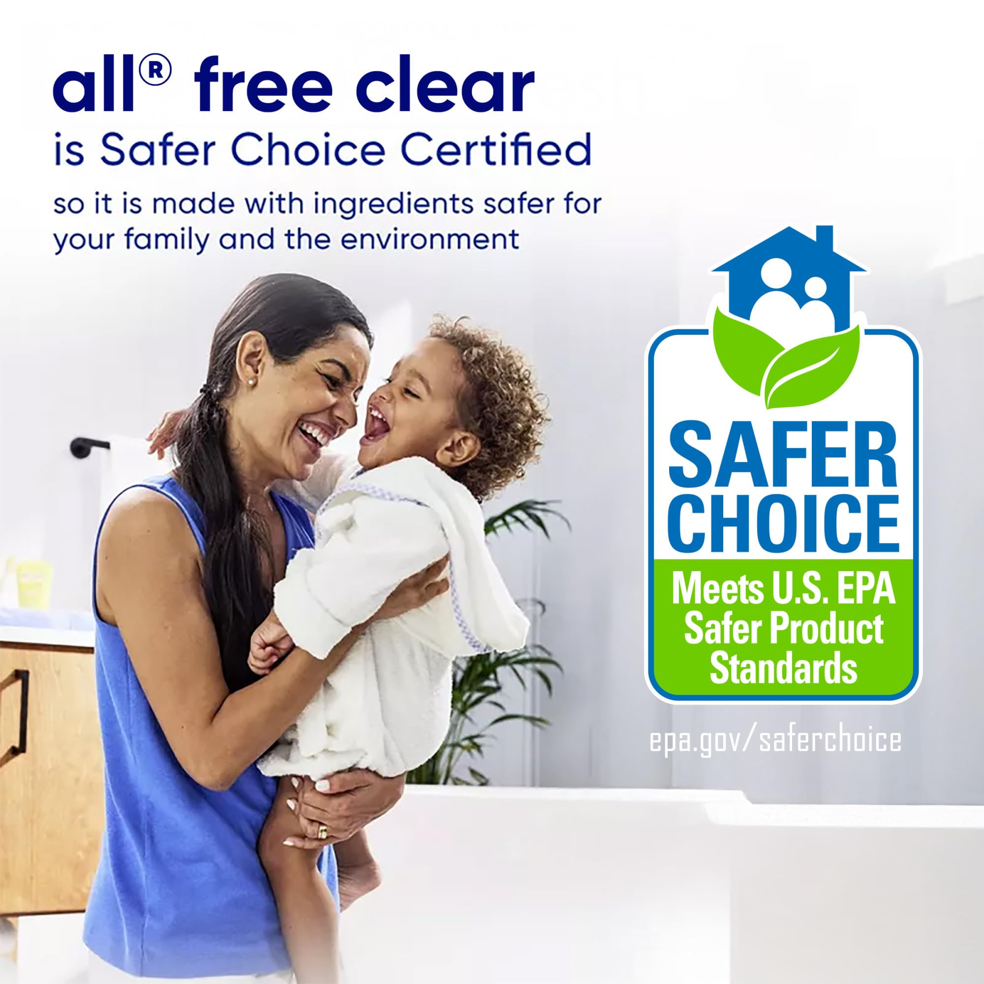 all free clear en lavadora HE demostrando compatibilidad y eficiencia