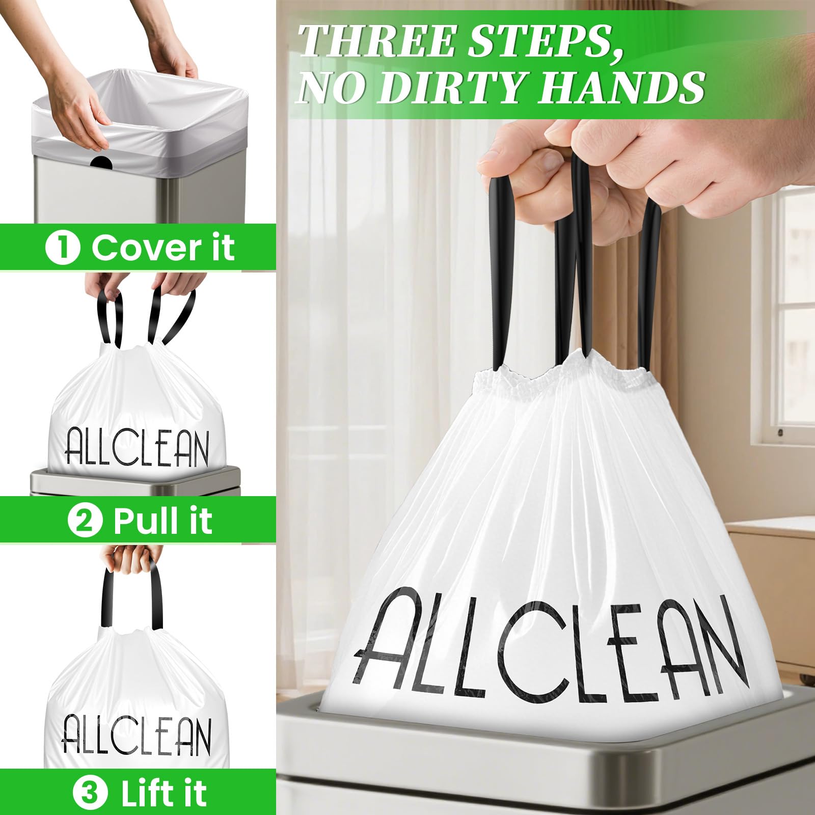 ALLCLEANbags textura del plástico resistente contra perforaciones
