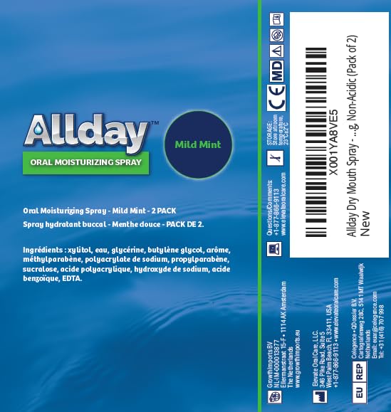 Allday primer plano del atomizador en acción que ilustra aplicación rápida y cobertura