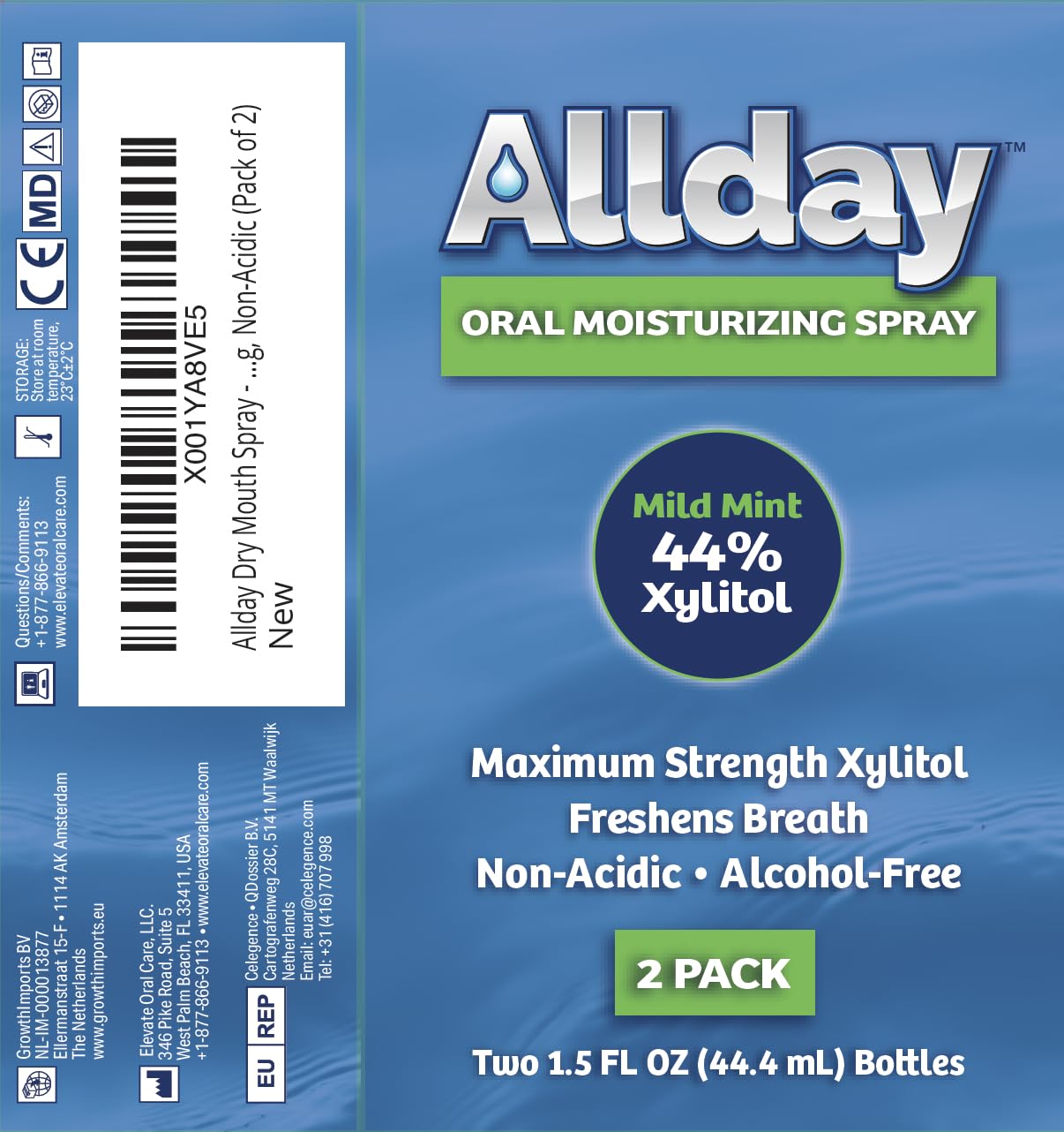 Allday spray en uso aplicando rápida humectación y frescura a la boca