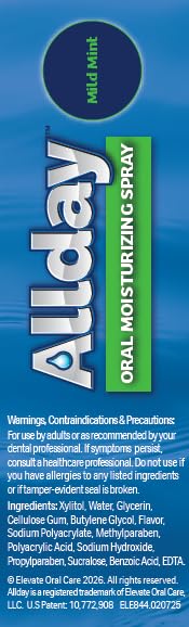 Allday etiqueta con lista de ingredientes destacando 44% xilitol y fórmula no ácida