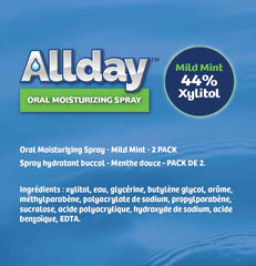 Allday detalle del atomizador y etiqueta que muestra xilitol y pH neutro