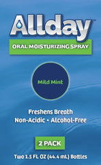 Allday spray en mano demostrando portabilidad y uso discreto fuera de casa
