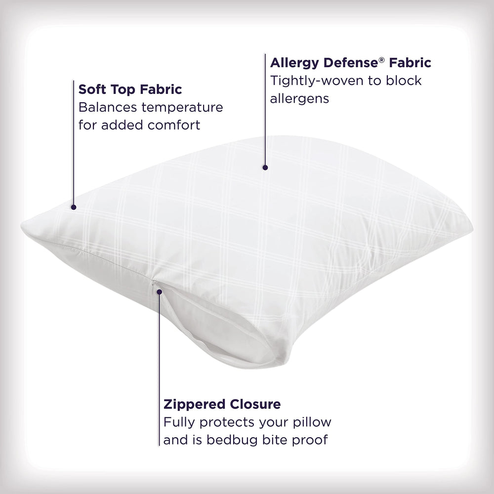 Aller-Ease protector colocado en almohada King en cama para mayor comodidad nocturna