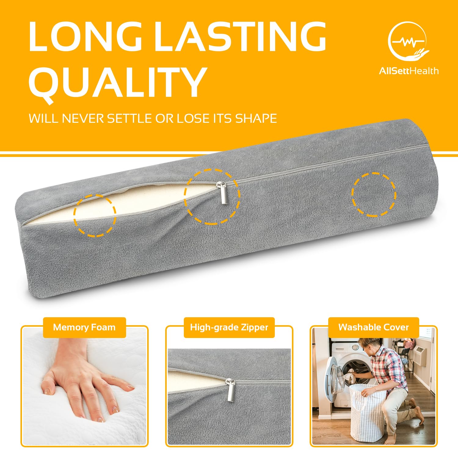 AllSett Health roll colocado en zona lumbar mejorando la postura
