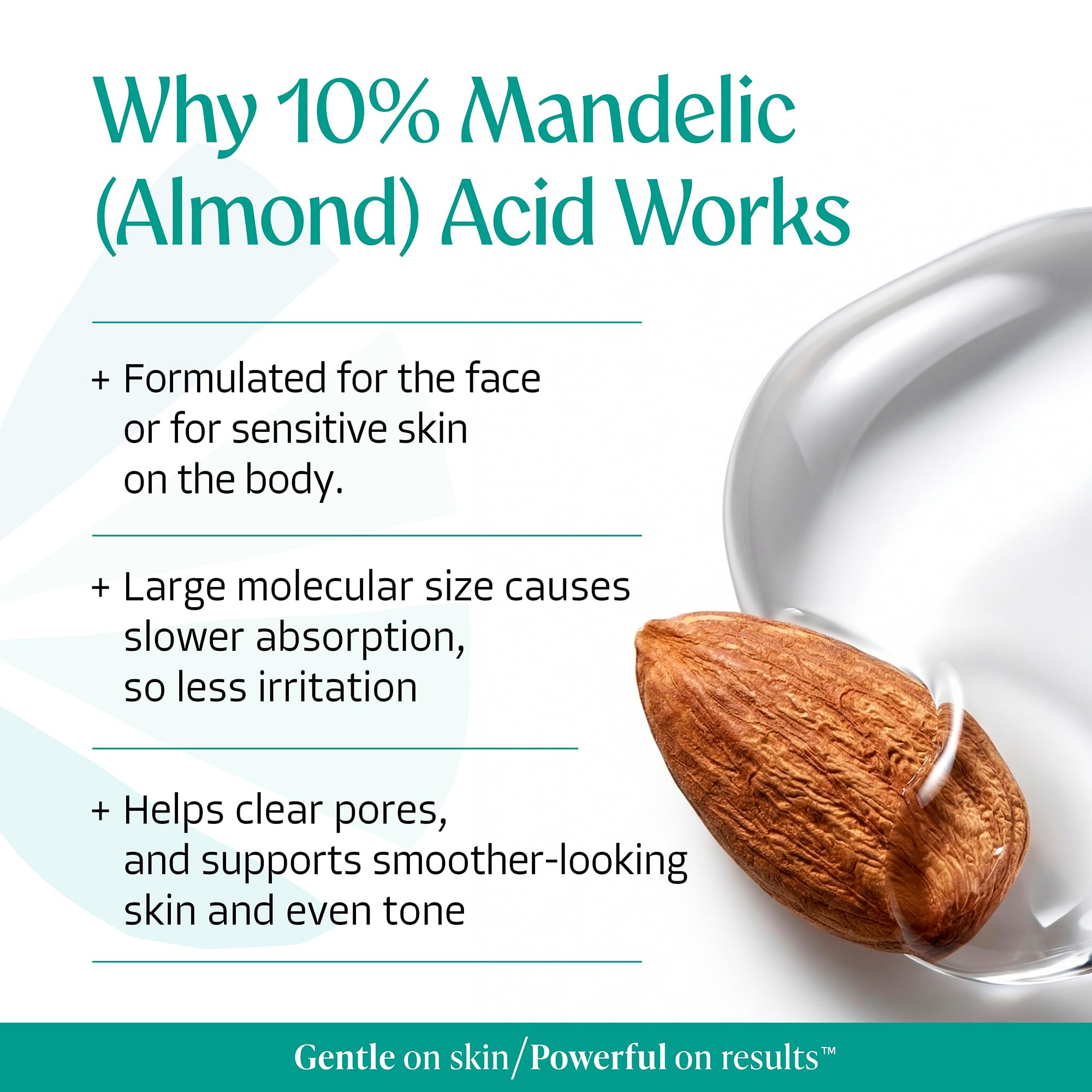 Almond Clear tamaño de la botella comparada con mano para referencia