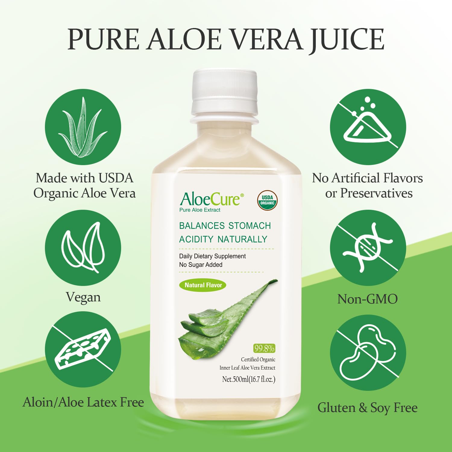 AloeCure servido en vaso con hielo para una bebida digestiva y refrescante