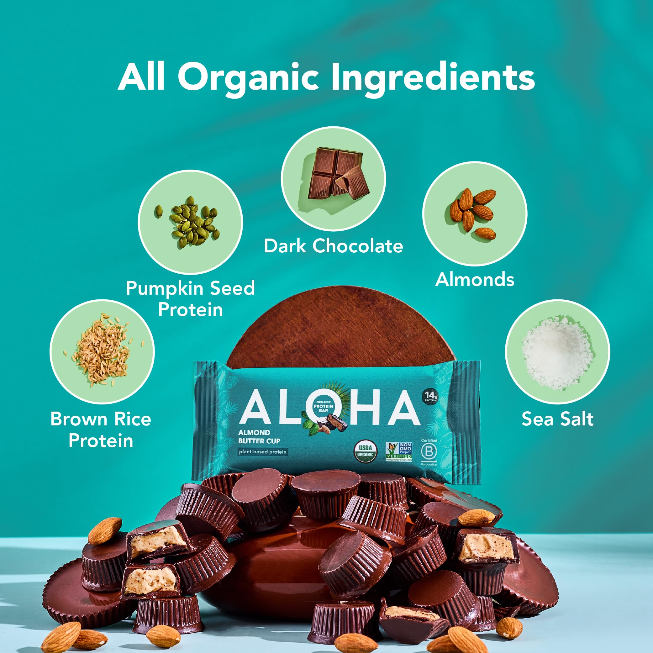 ALOHA barra en mano para comparar tamaño y facil consumo en movimiento