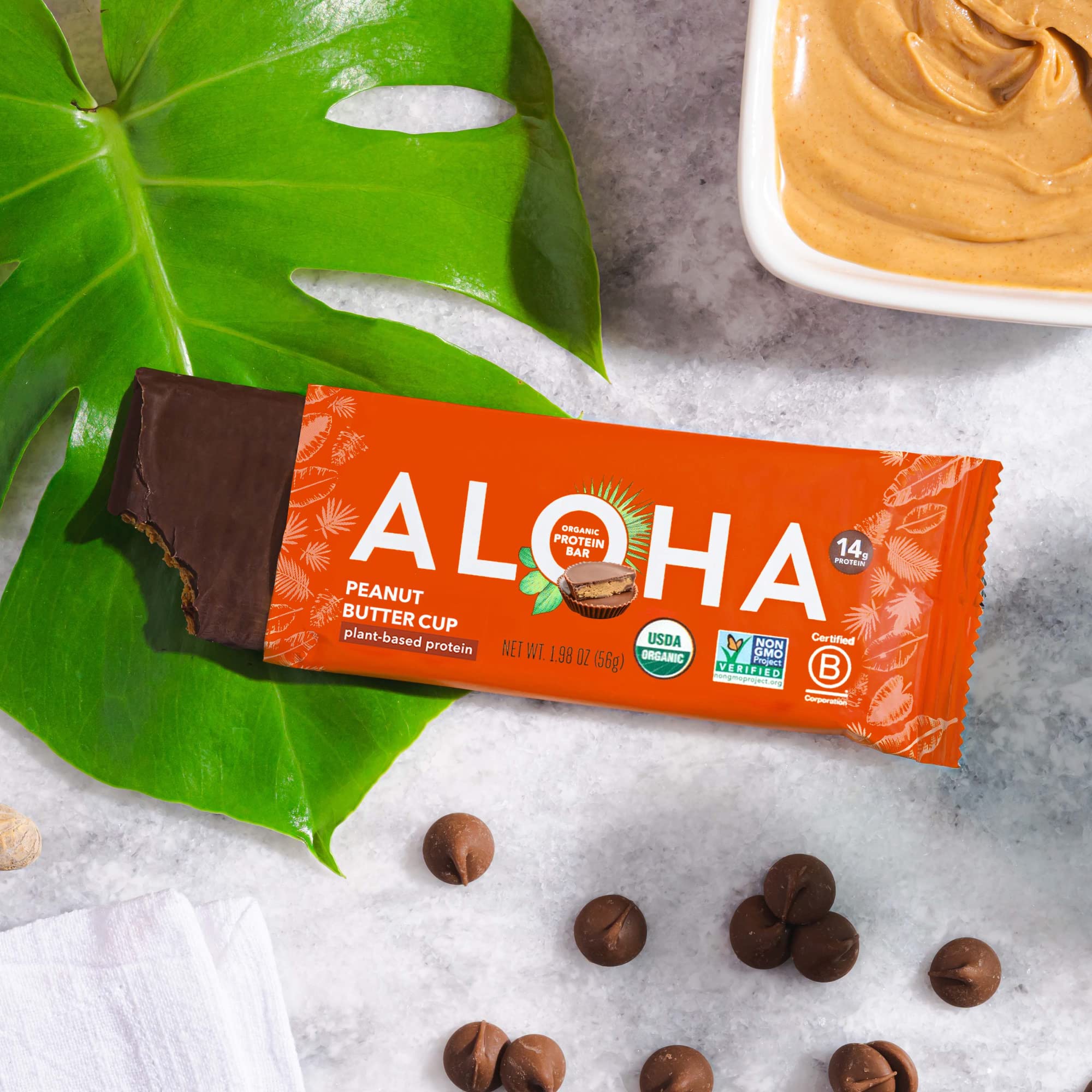 ALOHA empaque que expone las tres variantes de sabor para elegir fácilmente