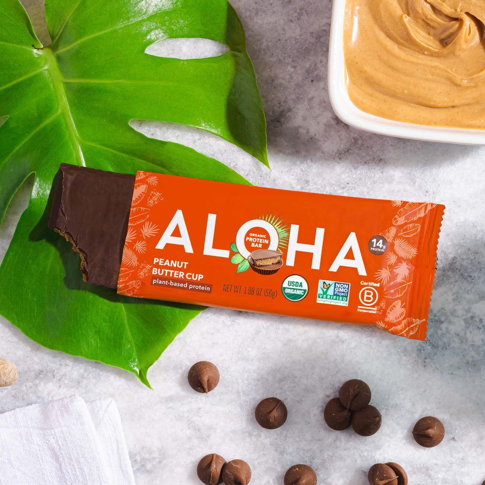 ALOHA empaque que expone las tres variantes de sabor para elegir fácilmente