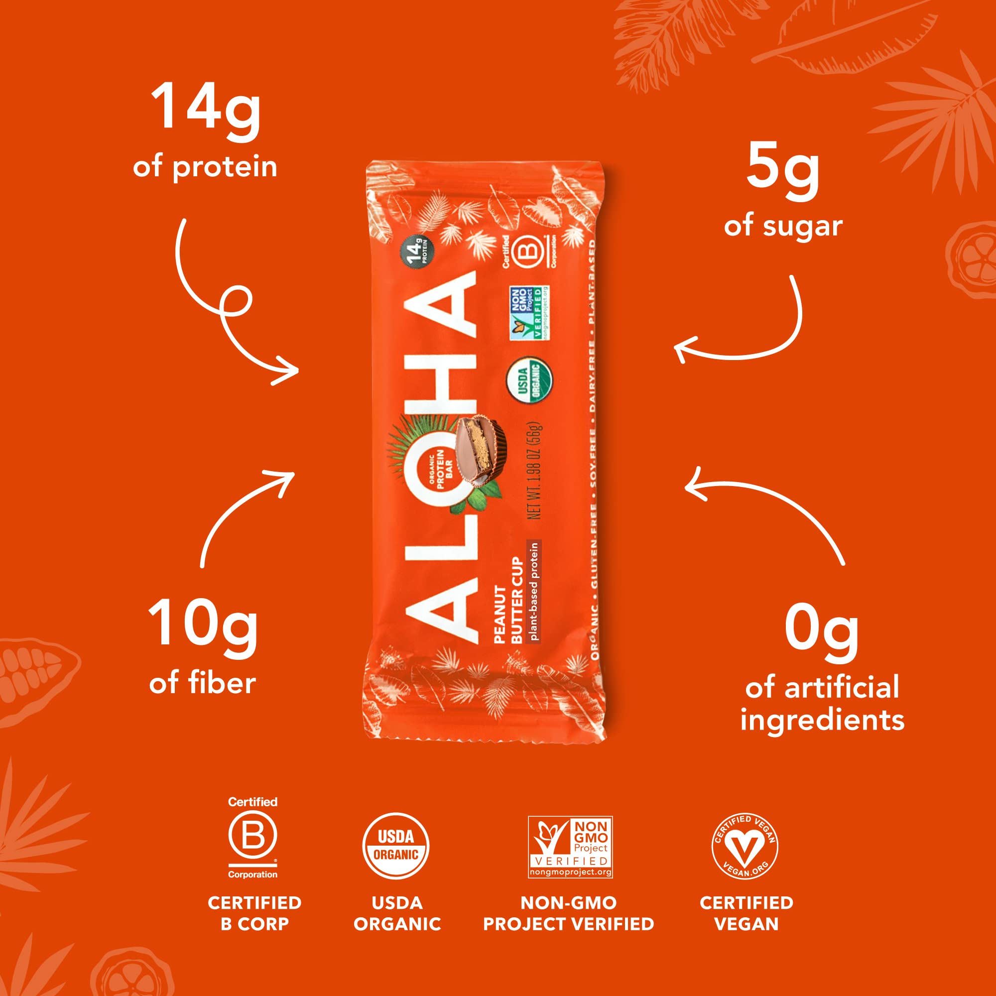 ALOHA close-up of organic ingredients highlighting pumpkin seed and brown rice proteins