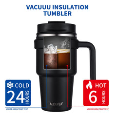 ALOUFEA vaso en portavasos de coche demostrando compatibilidad práctica
