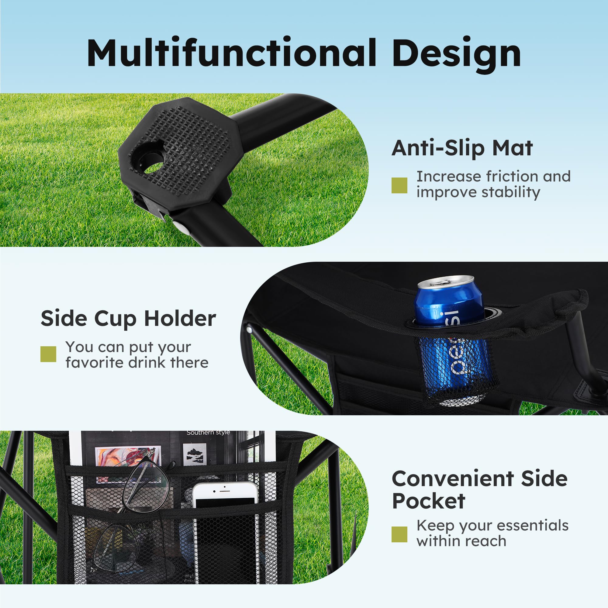 ALPHA CAMP silla plegada dentro de su funda para transporte cómodo