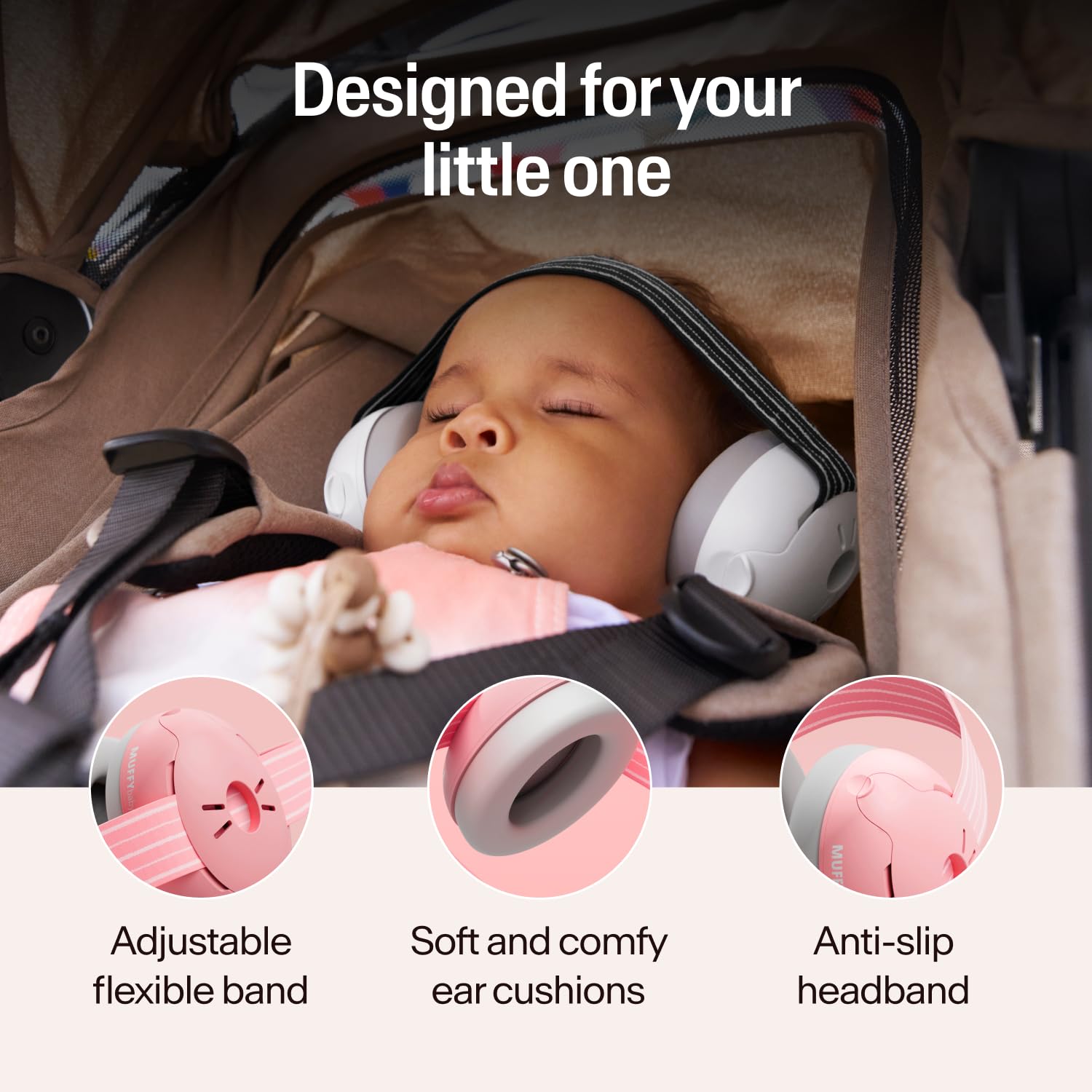 Alpine Muffy Baby diadema ajustable que evita deslizamientos