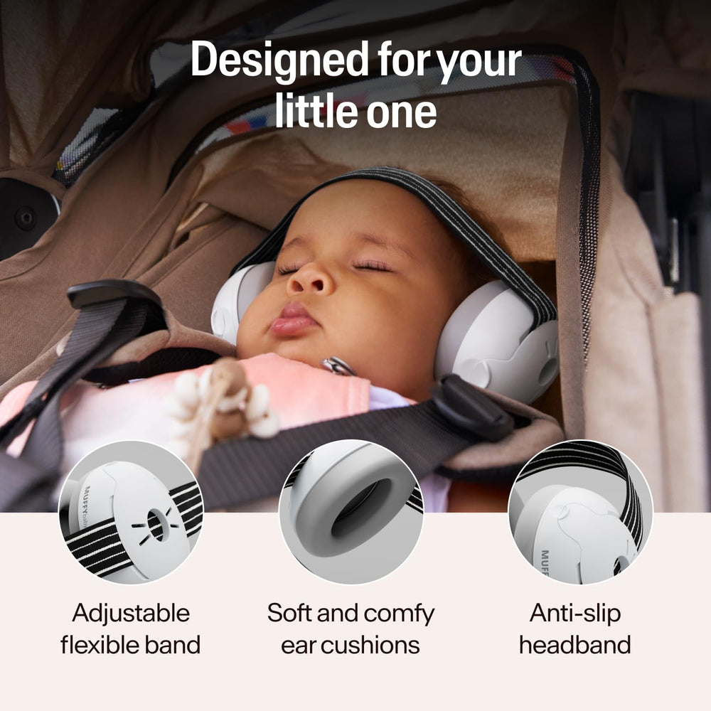 Alpine Muffy Baby orejeras en bebé demostrando comodidad y seguridad