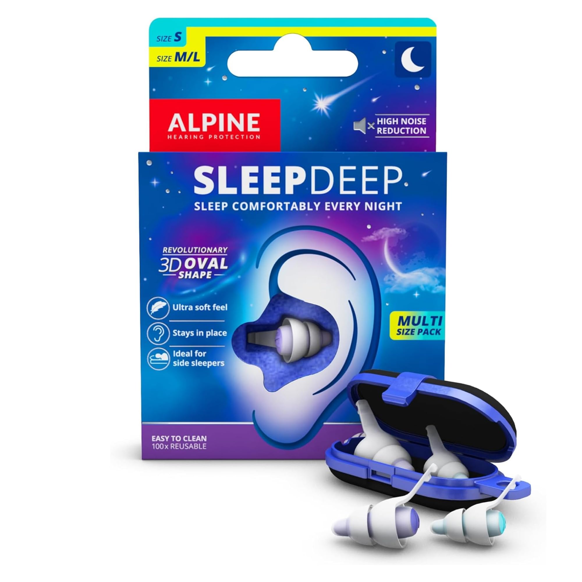 Alpine SleepDeep vista frontal mostrando forma ovalada y ajuste cómodo