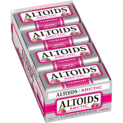 ALTOIDS tin front view showing brand and strawberry flavor for quick grab-and-go freshness