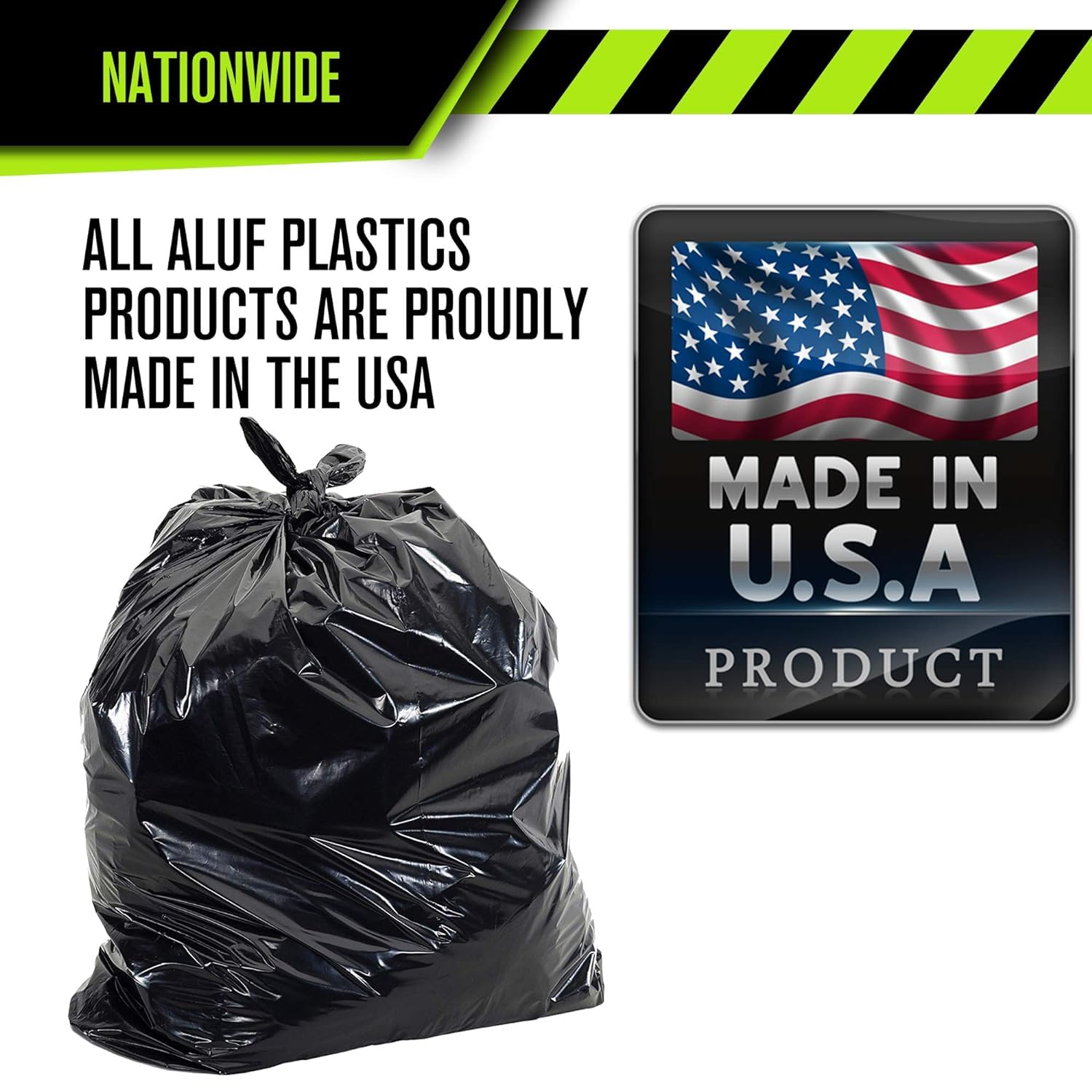 Aluf Plastics bolsa junto a objeto para comparar tamaño y capacidad