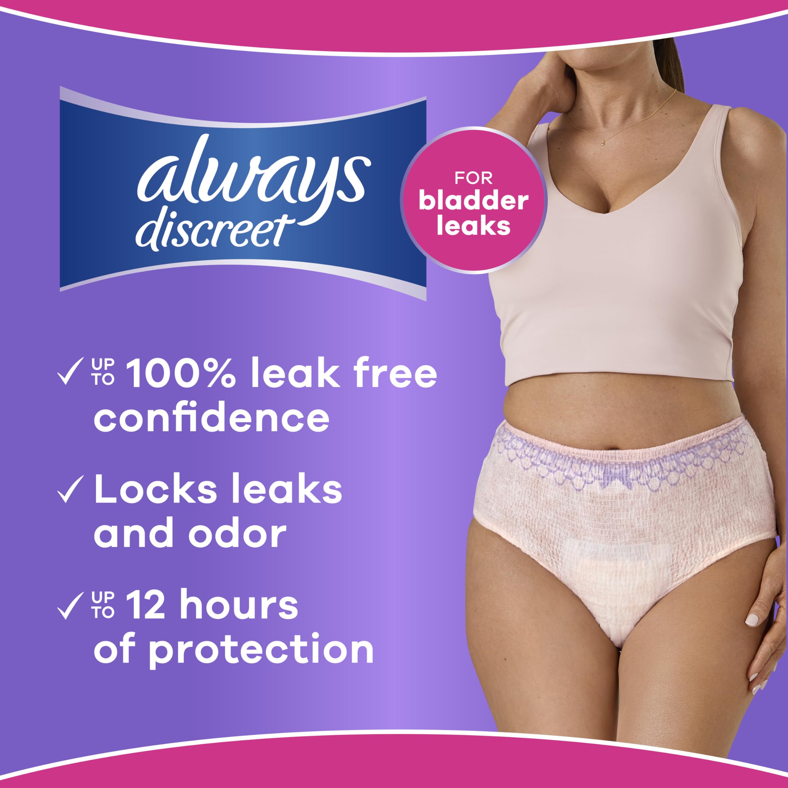 Always Discreet en maniquí para mostrar corte tipo ropa interior y ajuste