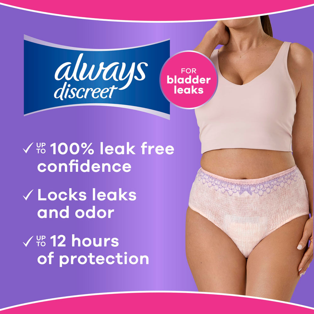 Always Discreet en maniquí para mostrar corte tipo ropa interior y ajuste