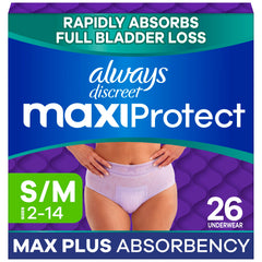 Always Discreet paquete frontal mostrando diseño y cantidad, confianza visual