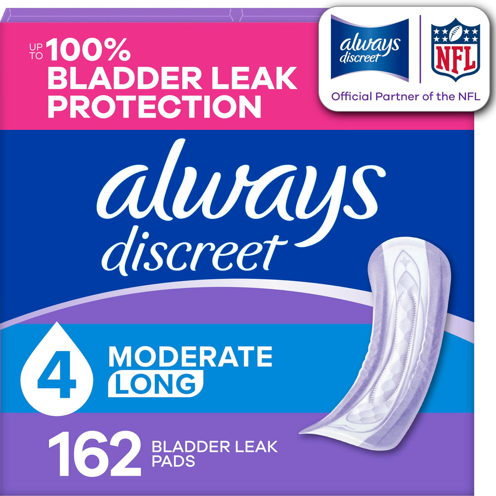 Always Discreet paquete frontal mostrando diseño y conteo 162