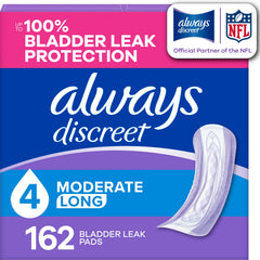 Always Discreet paquete frontal mostrando diseño y conteo 162