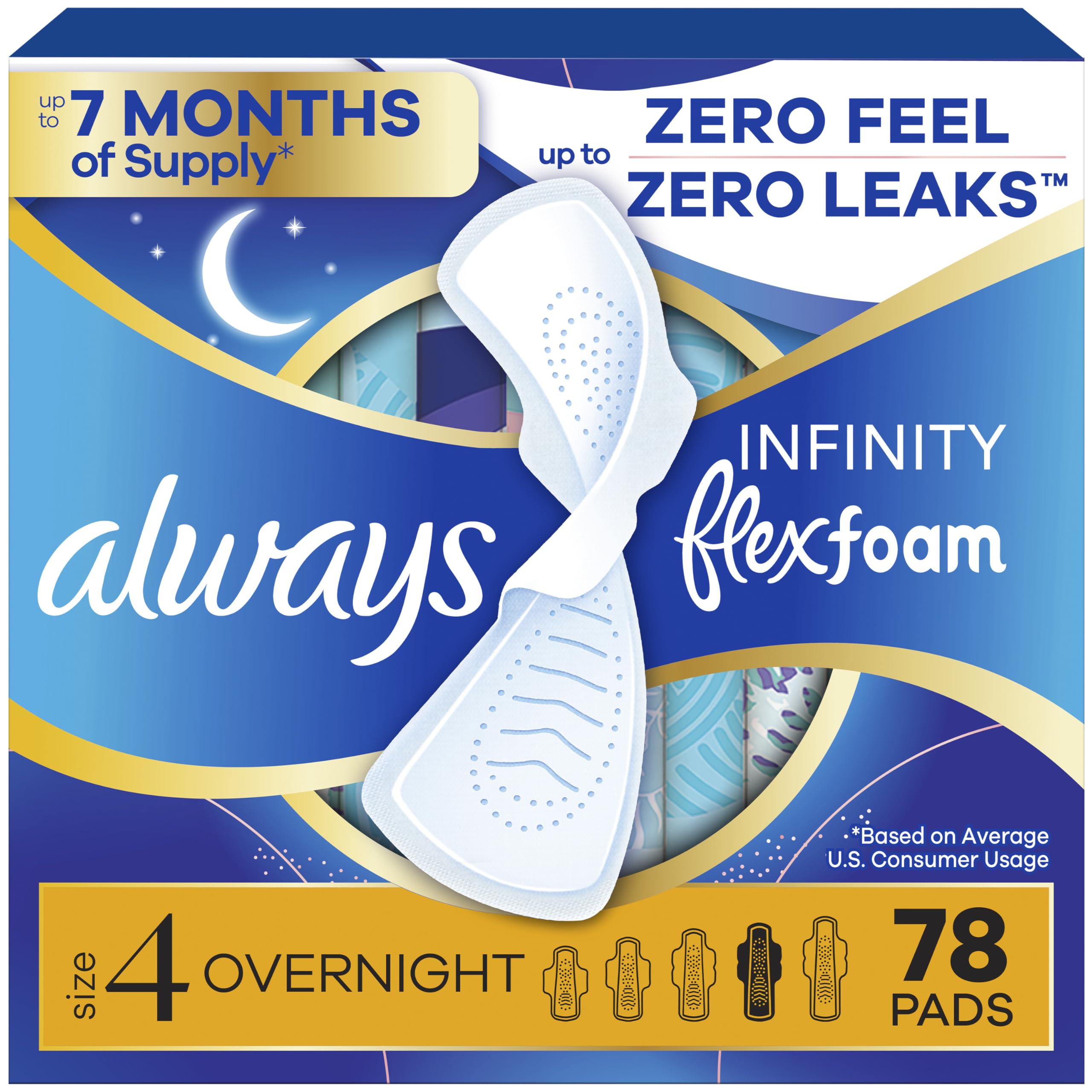 Always Infinity empaque frontal mostrando 78 toallas y ahorro por paquete
