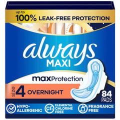 Always pack frontal Size 4 mostrando el empaque y cantidad 84 unidades