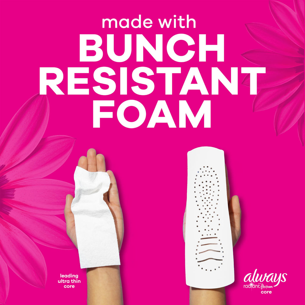 Always Radiant capa superior transpirable mostrando sequedad y confort