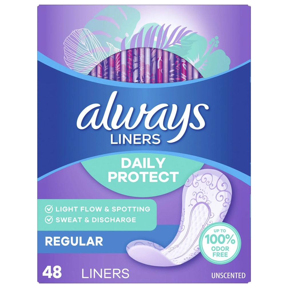 Always Radiant dos paquetes de 48 sostenidos en mano para portabilidad