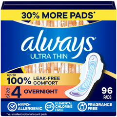 Always Ultra Thin front packaging showing product name and quantity for clarity