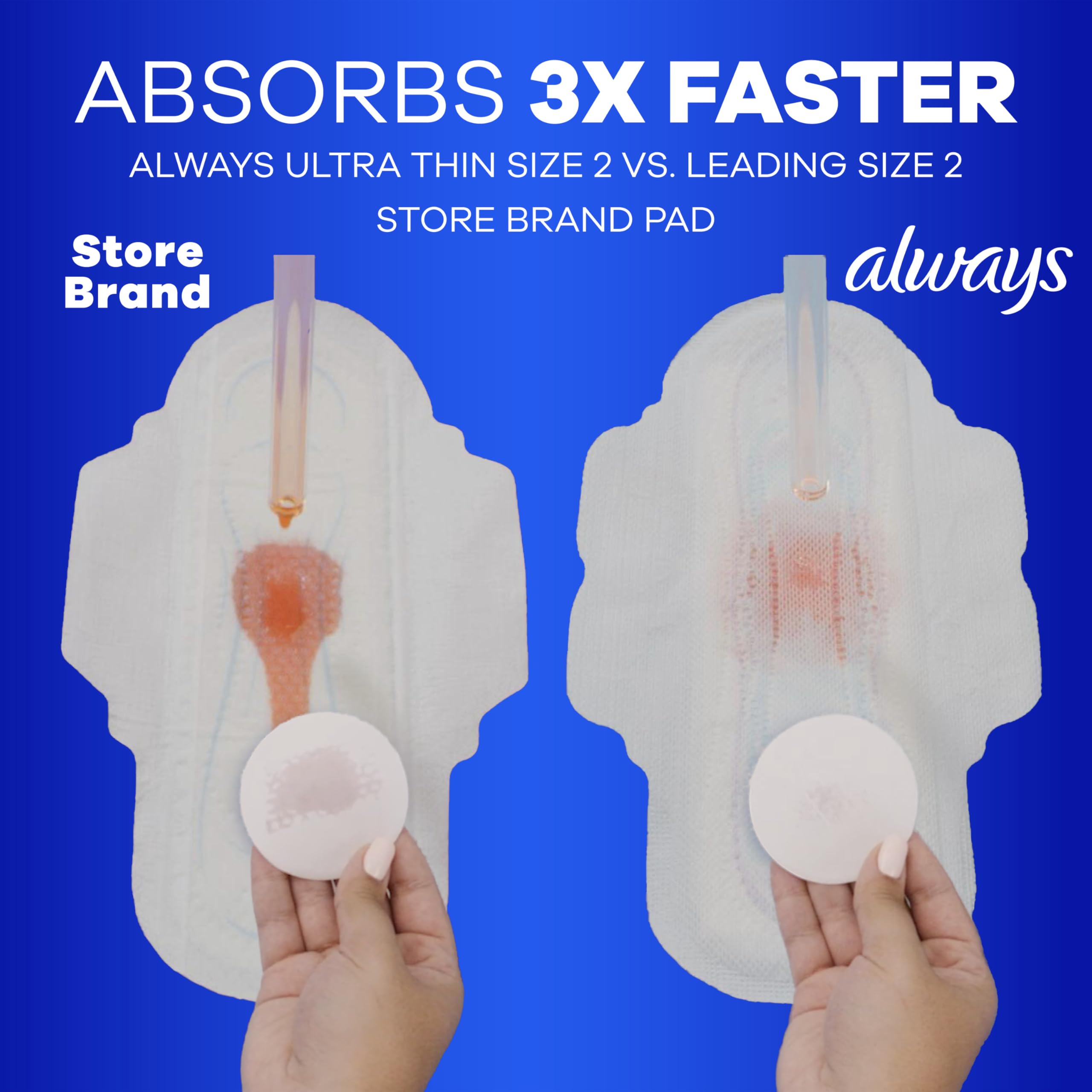 Always ultra thin Size 1 wings and adhesive shot for secure, stable fit