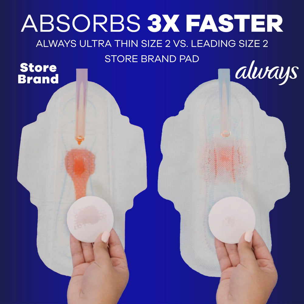 Always Ultra Thin toalla extendida con cobertura trasera mayor para prevenir fugas nocturnas