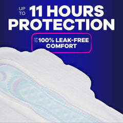 Always Ultra Thin pad with wings secured on underwear for reduced shifting and comfort