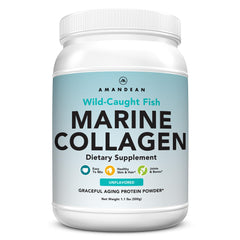 AMANDEAN envase frontal del colágeno marino 500g mostrando la marca y beneficio de pureza