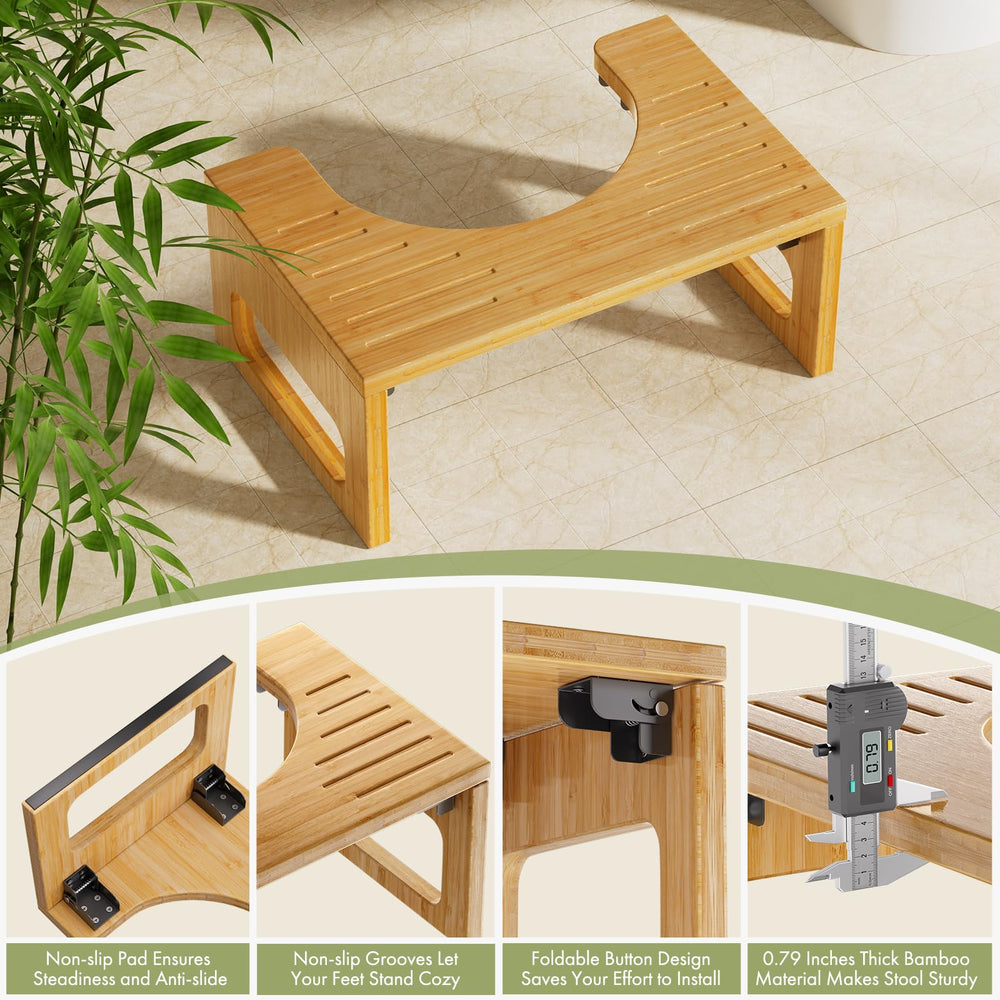 AmazerBath taburete junto a inodoro, muestra escala y compatibilidad