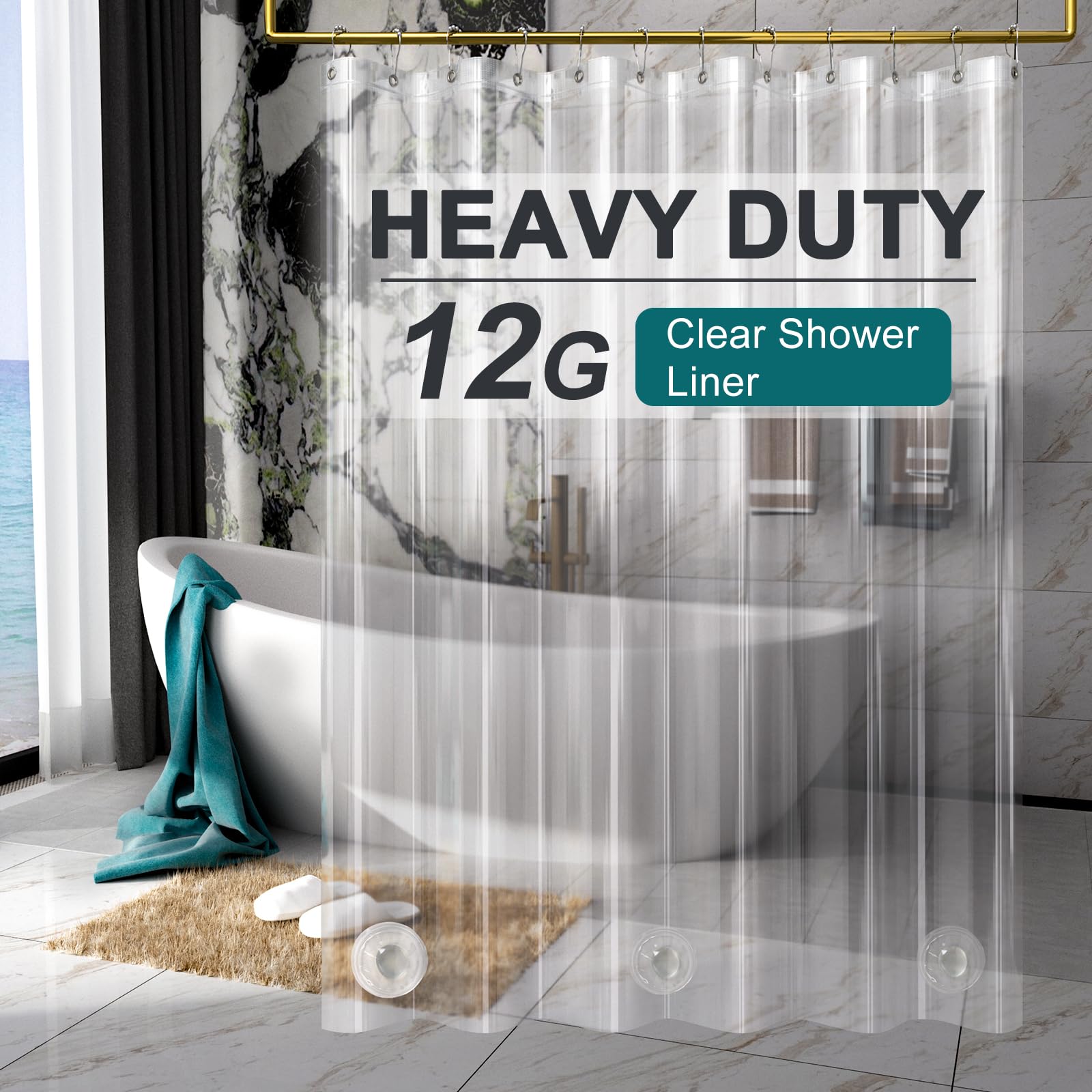 AmazerBath forro frontal transparente mostrando cobertura y protección