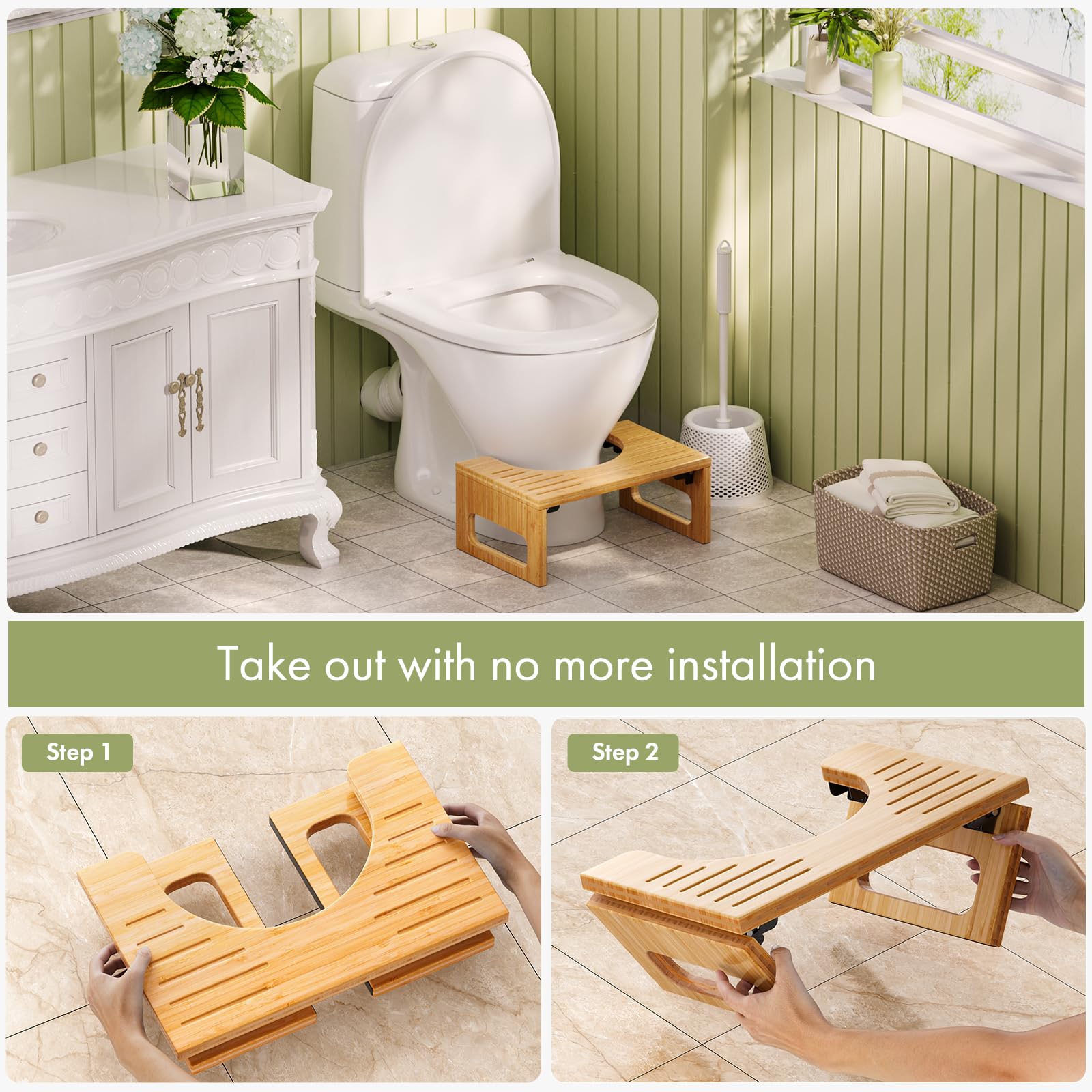 AmazerBath taburete plegado, ahorro de espacio en baño