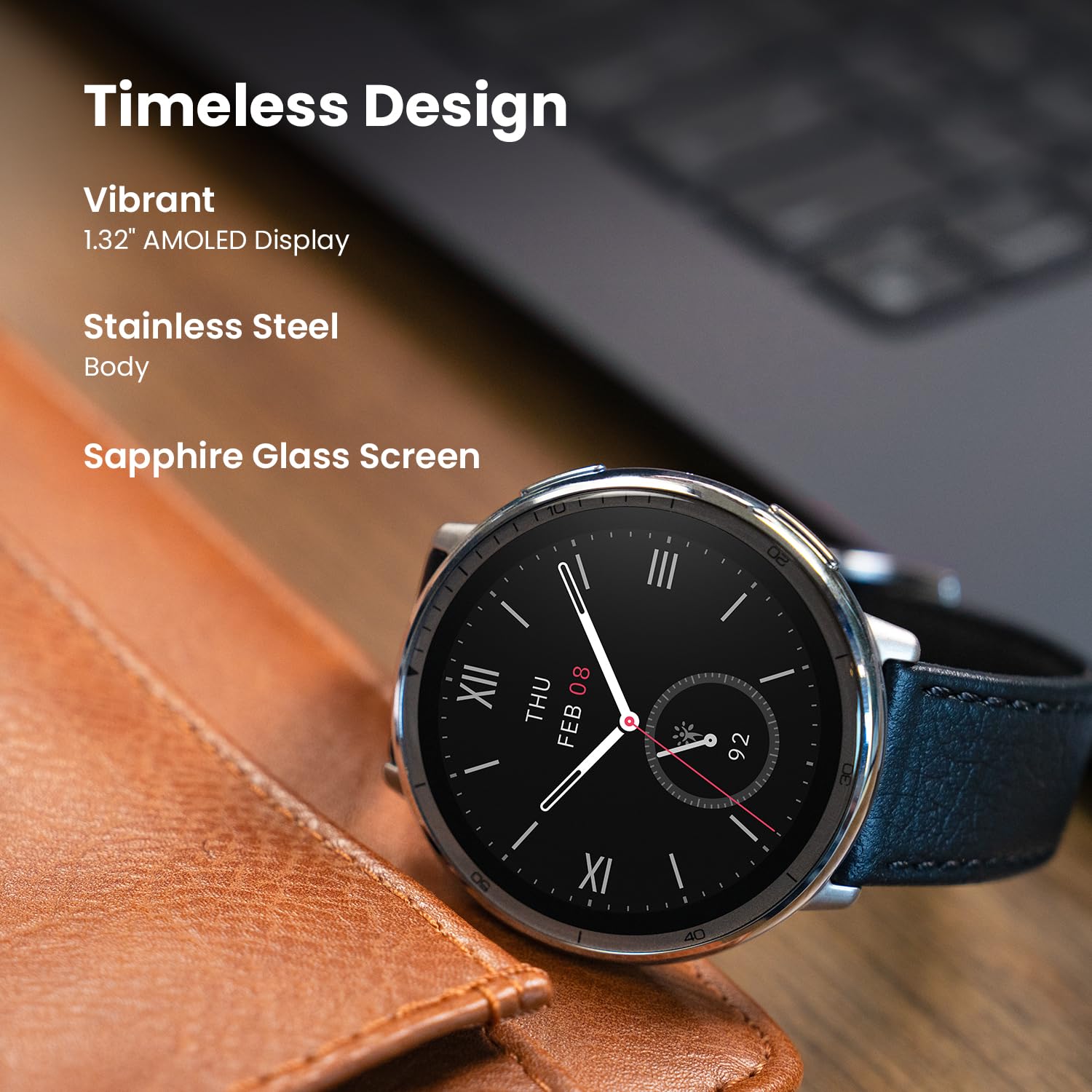 Amazfit Active 2 detalle del cristal de zafiro para mayor resistencia