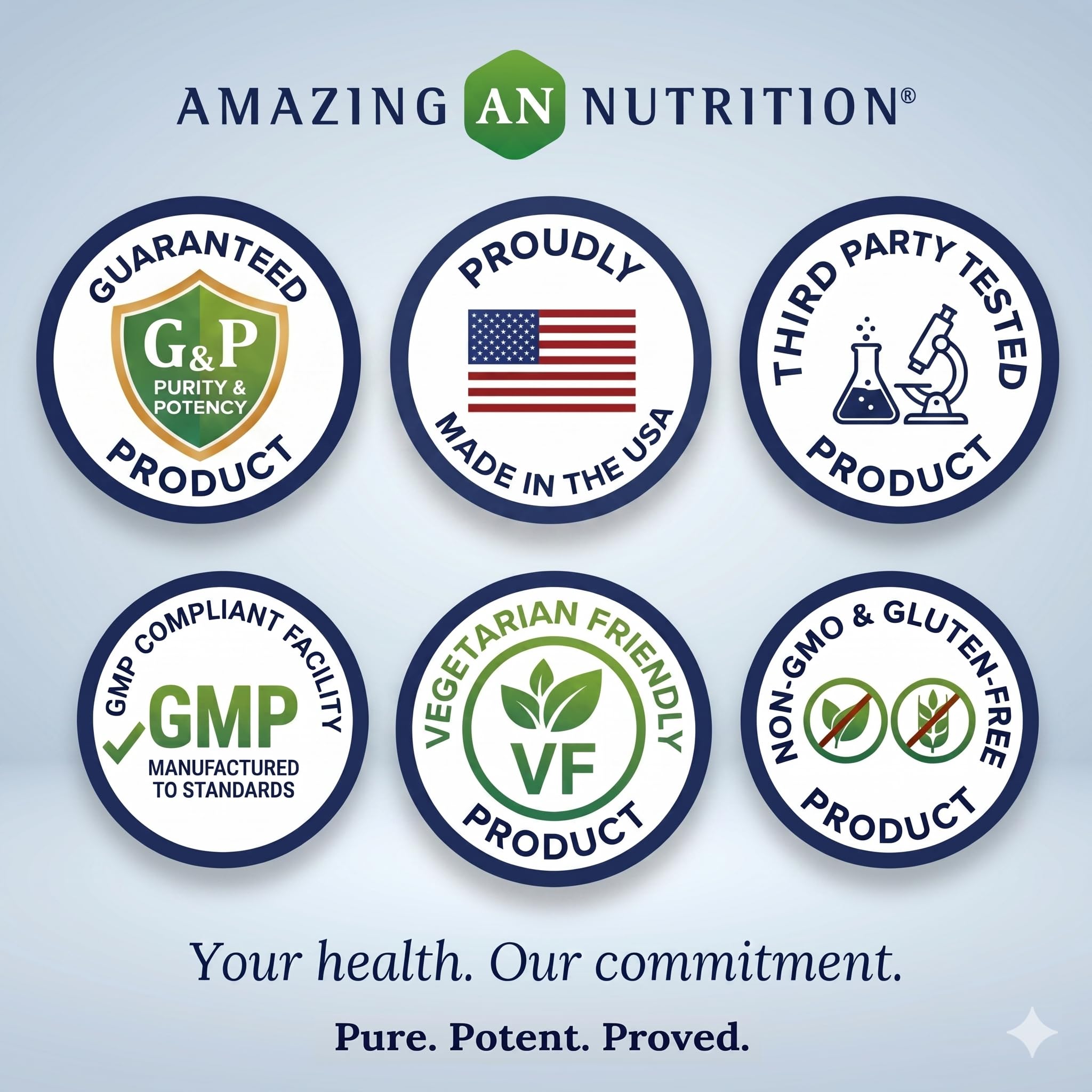Amazing Nutrition etiqueta en detalle con información de pureza y GMP