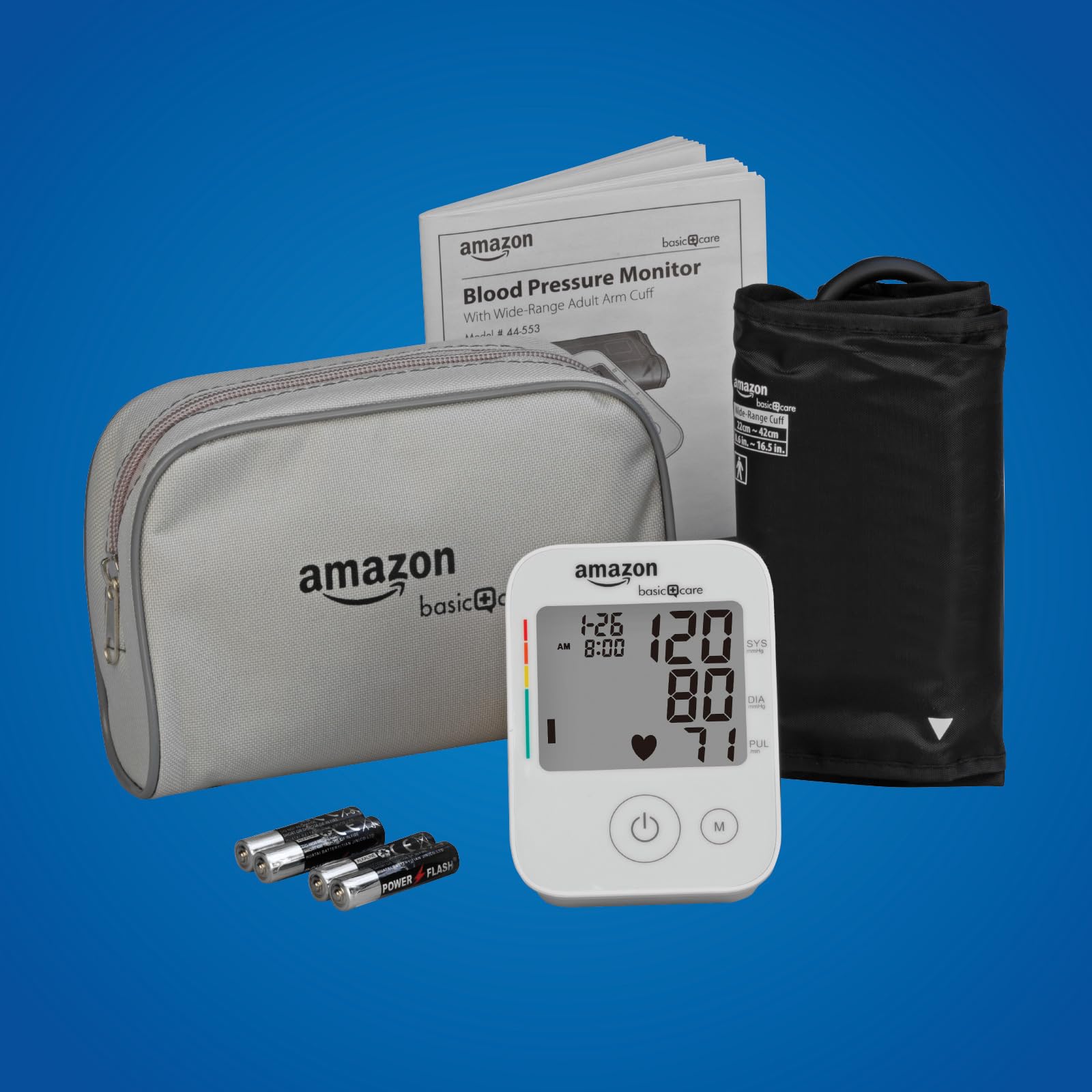 Amazon Basic Care primer plano del display mostrando indicador de hipertensión útil