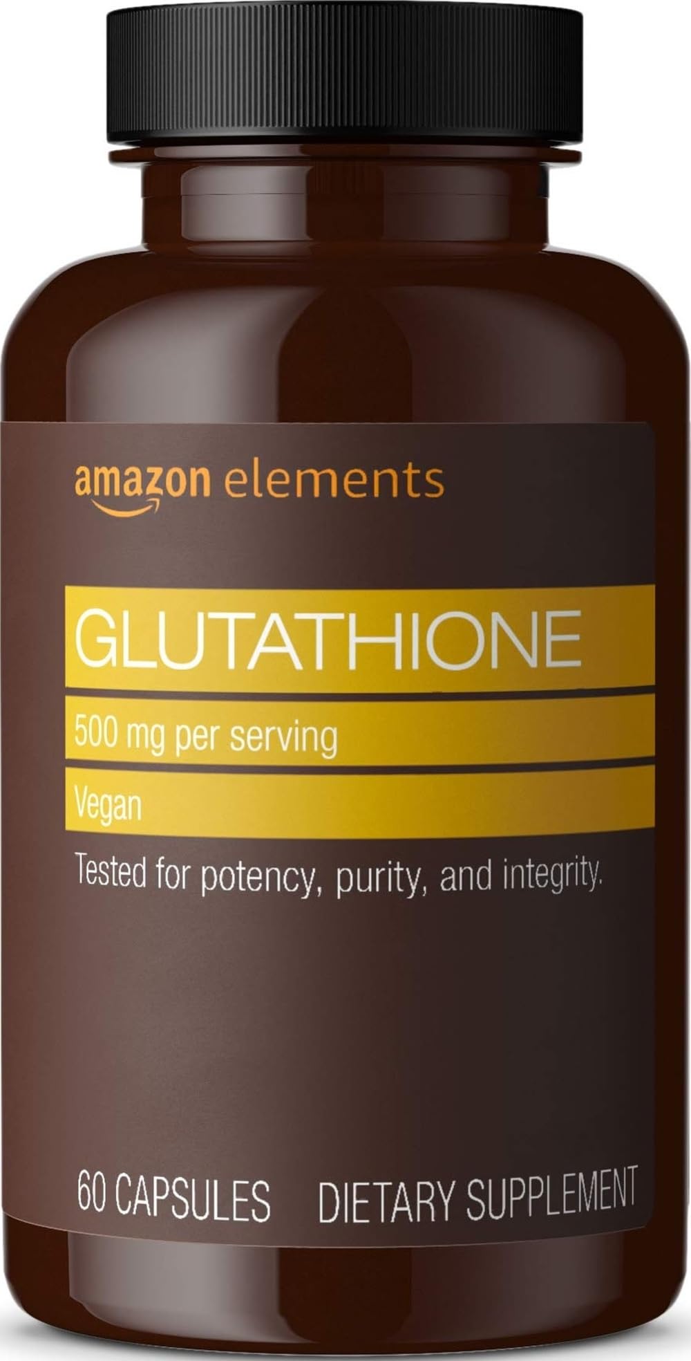 Amazon Elements front bottle view showing label and capsule count benefit clarity