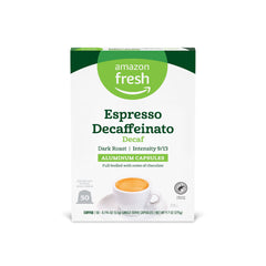 Amazon Fresh caja frontal 50 cápsulas compatible Nespresso, presentación clara